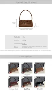 Detailed size specifications for leopard print underarm bag with dimensions and material