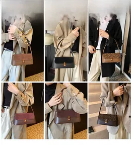 Collage de sacs sous le bras imprimé léopard chic et rétro minimaliste sur modèle