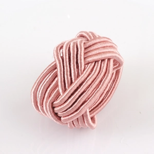 Elegant pink handmade woven napkin ring with glossy finish for wedding table decor