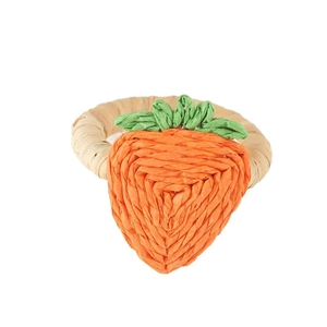 Handmade raffia carrot napkin rings for Easter party and rustic dining table decor