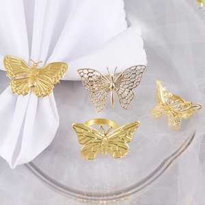 Creative Gold Hollow Butterfly Napkin Ring Zinc Alloy Decorative Insect Napkin Buckle For Hotel Wedding Banquet Dining Decor