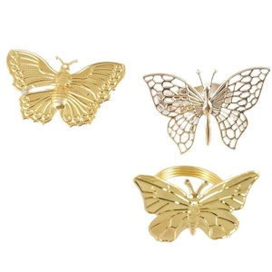 Three-piece set of gold hollow butterfly napkin rings for luxury hotel table decoration