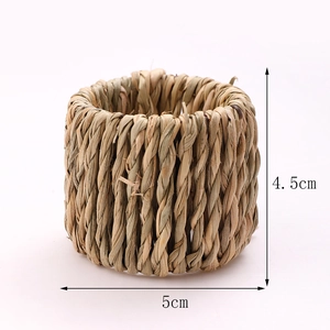 Handmade woven napkin ring set made of natural grass fibers for dining table decor