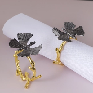 Butterfly Napkin Ring Zinc Alloy Metal Gold Branch Texture Table Decoration For Wedding Banquet Hotel Dinner Party