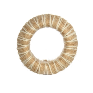 Handmade woven hemp rope napkin ring with crisscross white string for wedding table decor