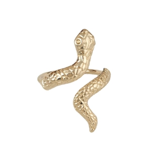 Golden snake napkin ring with textured scales for hotel and wedding table settings