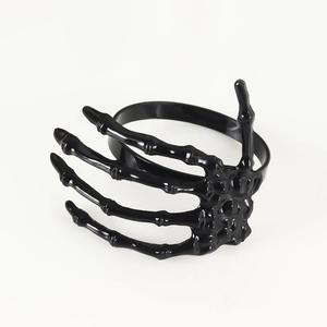 Halloween black skeleton hand napkin ring for gothic theme party table decoration