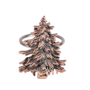 Rond de serviette sapin de Noël en or antique avec texture pour décor de table festive