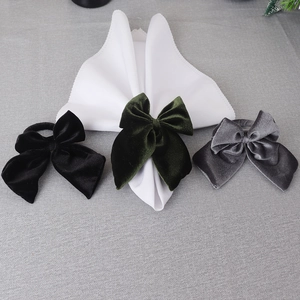 Handmade Fabric Velvet Bowknot Napkin Rings Decorative Tableware For Hotel Wedding Banquet Party Table Setting Decoration