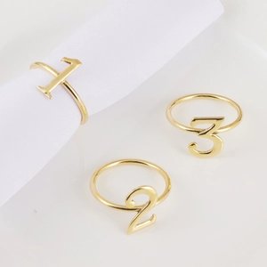 Creative Metal Number Napkin Rings Zinc Alloy Electroplated Gold Rose Gold Numbers One Two Three For Banquet Wedding Hotel Decoration