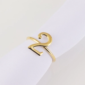 Creative gold number 2 napkin ring holder for elegant hotel banquet table setting
