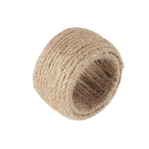 Handmade natural jute woven napkin ring with thick cylindrical texture for dining decor