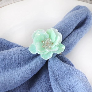 Flower Napkin Rings Acrylic Crystal Floral Napkin Buckles For Wedding Banquet Table Decoration Handmade Elegant