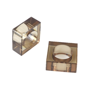 Modern charcoal grey resin napkin rings with transparent square design for table decor