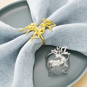 Elk Napkin Rings Zinc Alloy Geometric Deer Napkin Buckle For Christmas Wedding Dinner Table Decoration Modern