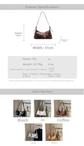 Size specifications of the PU leather hobo bag showing 31cm width and 13cm height