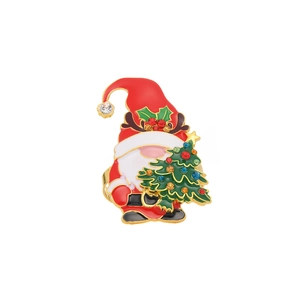Santa Claus napkin ring with green Christmas tree and colorful rhinestone accents