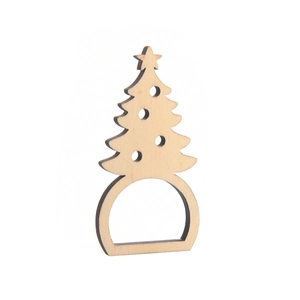 Portatovagliolo in legno naturale a forma di albero di Natale con stella decorativa
