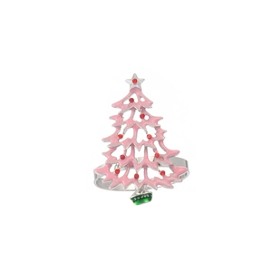 Rosa Weihnachtsbaum Serviettenring aus Legierung mit roten Strasssteinen und Stern