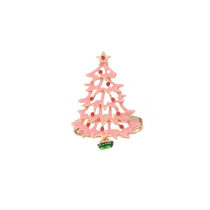 Serviettenring mit rosa Weihnachtsbaum, roten Strasssteinen und goldenem Metallring