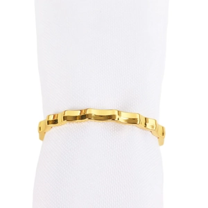 Polished gold wave pattern napkin ring with a minimalist zinc alloy texture for home