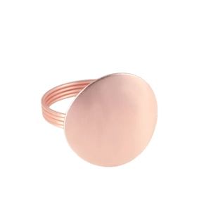 Portatovagliolo minimalista oro rosa con disco in metallo spazzolato e design moderno