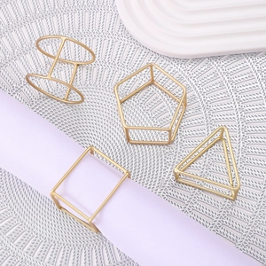 Geometric Napkin Rings Zinc Alloy Gold Plated Minimalist Table Decorations For Wedding Banquet Modern Home Dining