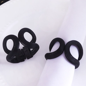 Golden wheat grain napkin ring with twisted double ring and metal plating finish