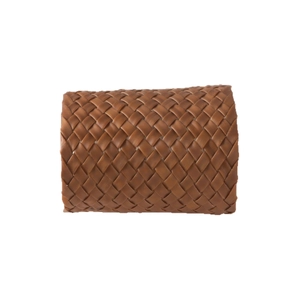 Rond de serviette en cuir PU tressé marron avec texture croisée pour la table