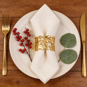 Portatovaglioli A Foglia Di Acero Lega Di Zinco Design Cavo Oro Champagne Decorazione Tavola Per Matrimonio Elegante