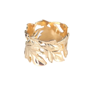 Portatovaglioli a foglia d'acero color oro champagne con design in metallo cavo