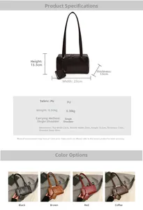 Size chart and technical specifications for the large capacity vintage PU shoulder bag