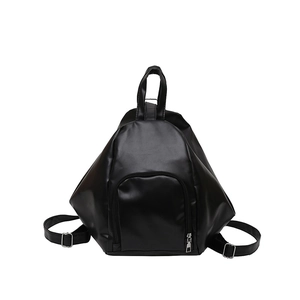 Versatile black PU leather women's backpack with large capacity and sleek minimalist design