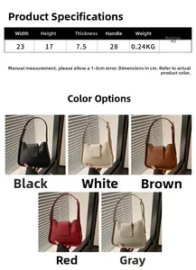 Spécifications de taille et cinq variantes de ce sac à bandoulière chic en cuir PU