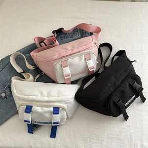 Sacs bandoulière en nylon avec sangles réglables, designs mode rose, blanc et noir