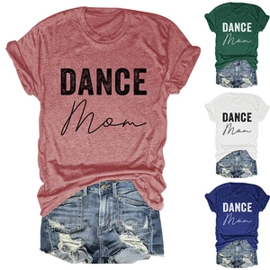 Detail of DANCE MOM t-shirt with cuffed sleeves and distressed denim shorts set