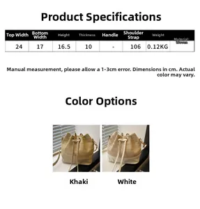 Tableau des tailles détaillé et spécifications du sac seau en paille tressée