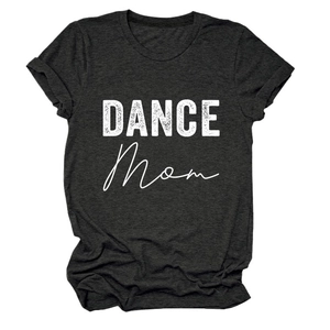 Charcoal grey DANCE MOM printed cotton t-shirt with classic crew neck and short sleeves