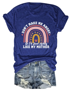 Flat lay of navy cotton T-shirt with rainbow graphic and ripped denim shorts for summer