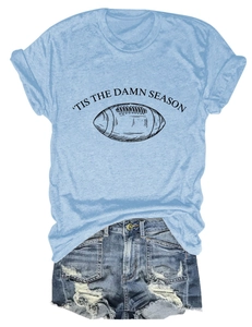 Flachbild von hellblauem 'Tis the Damn Season T-Shirt aus Baumwolle mit Distressed-Shorts