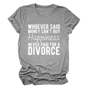 Detailed macro view of the grey cotton t-shirt with a humorous white printed slogan
