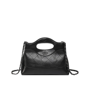 Sac à main noir matelassé pour femme avec bandoulière chaîne et poignée élégante