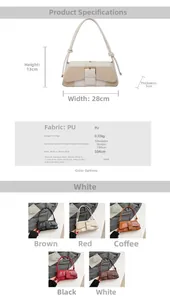 Detailed dimension chart showing size 28x13x5cm of the crocodile pattern shoulder bag