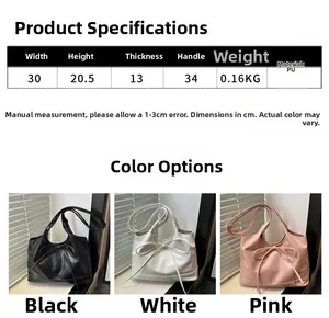 Detailed size parameters and color options for the chic bow knot tote bag with PU leather