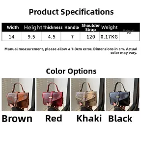 Detailed size specifications for snake pattern mini PU leather square bag in four colors