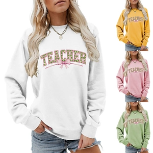 Detailed view of color options for women's teacher crewneck sweatshirts with floral prints