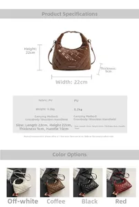 Detailed size chart and color options for the quilted rhombic crossbody and handbag