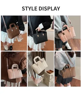 Collage of women's pleated tote bags in five colors worn as shoulder and handbags