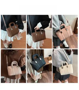 Collage of women's pleated tote bags in five colors worn as shoulder and handbags