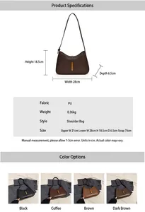 Tableau des tailles et guide des matériaux pour le sac à bandoulière hobo rétro en cuir